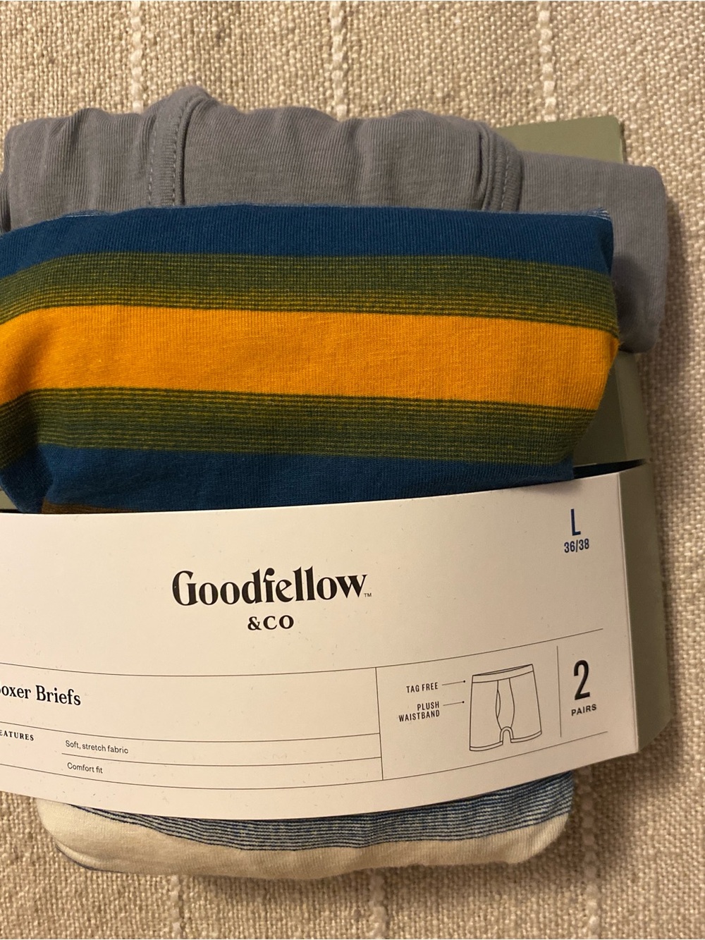 Goodfellow & Co Men's Boxer Briefs Pack - Gray & Multicolor Stripe Sz L